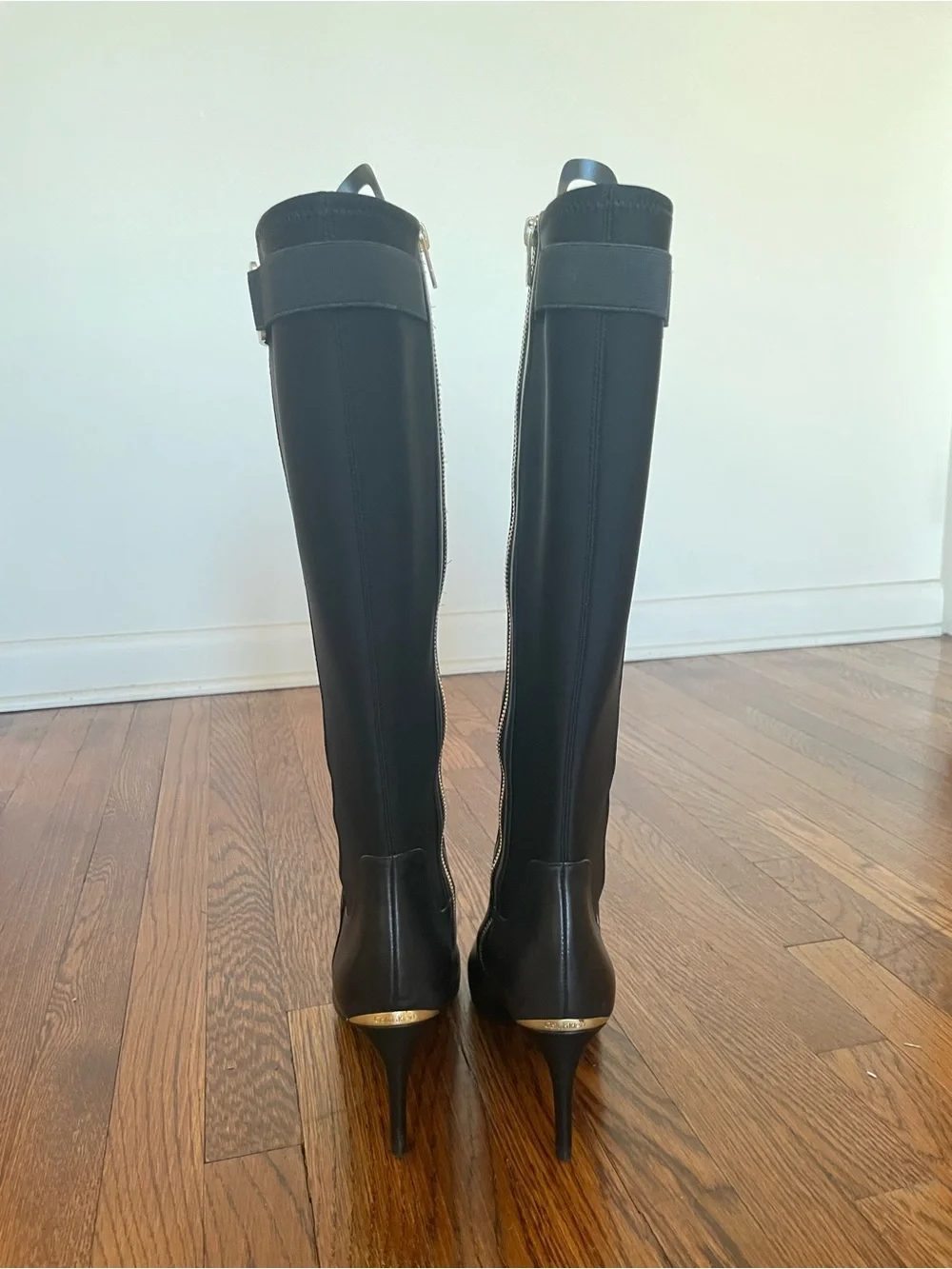 Calvin Klein Black Over-the-Knee Buckle Stiletto Boots